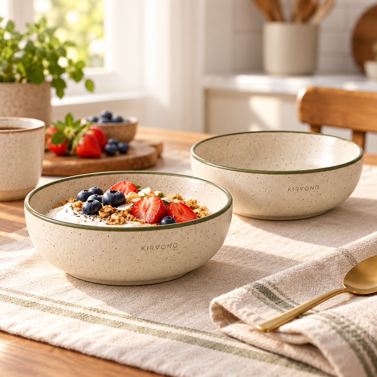 KIRVONO Mira Ceramic Breakfast Bowl Set