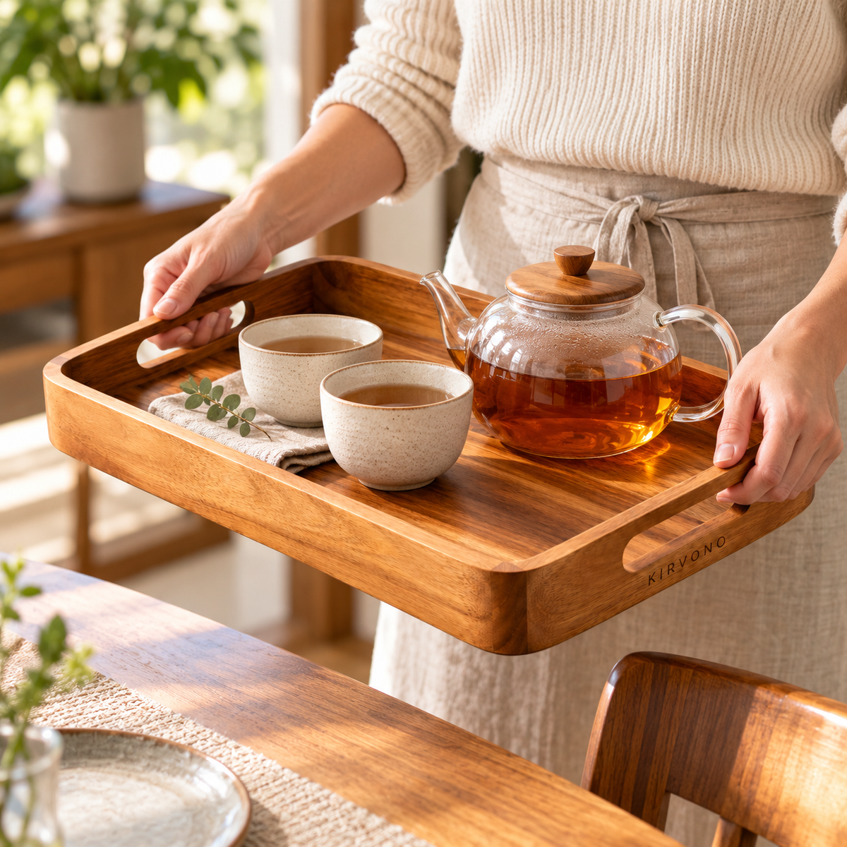KIRVONO Rowan Acacia Serving Tray
